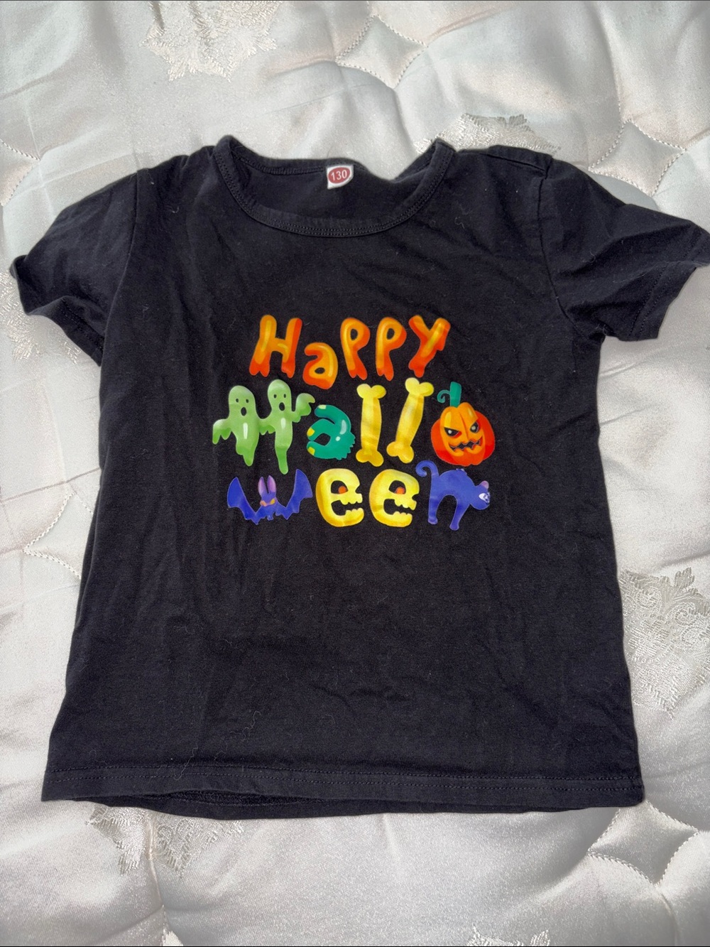 Kids Black "Happy Halloween" Graphic Costume Tee